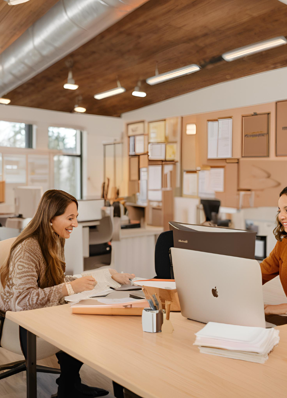 Glintia office workspace with design tools